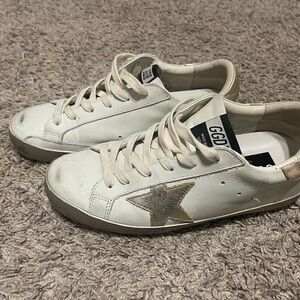 Golden Goose Super-Star Sneakers - Cream and Gold